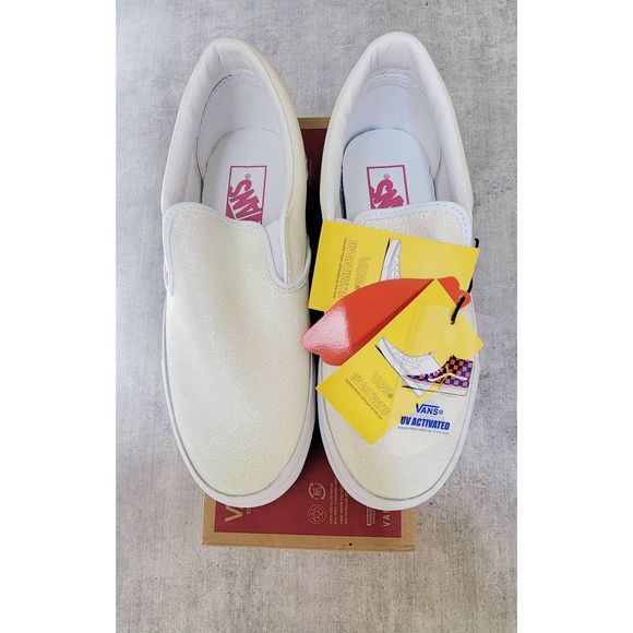 Vans Shoes - vans classic slip on UV glitter pink/true white women 7